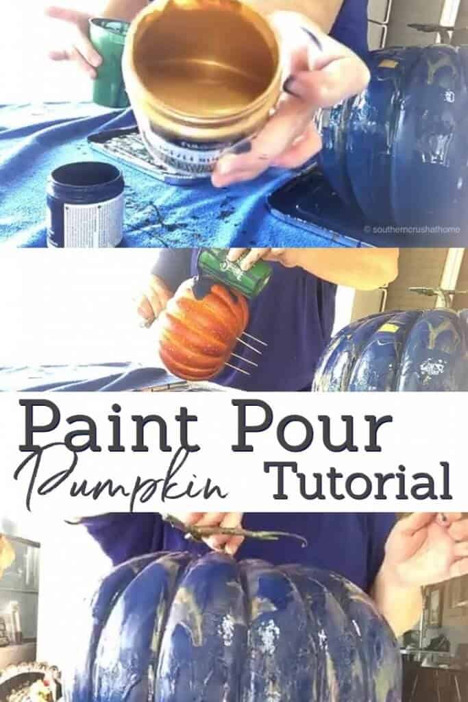 Paint Pour Pumpkin Tutorial - easy pumpkin painting technique 