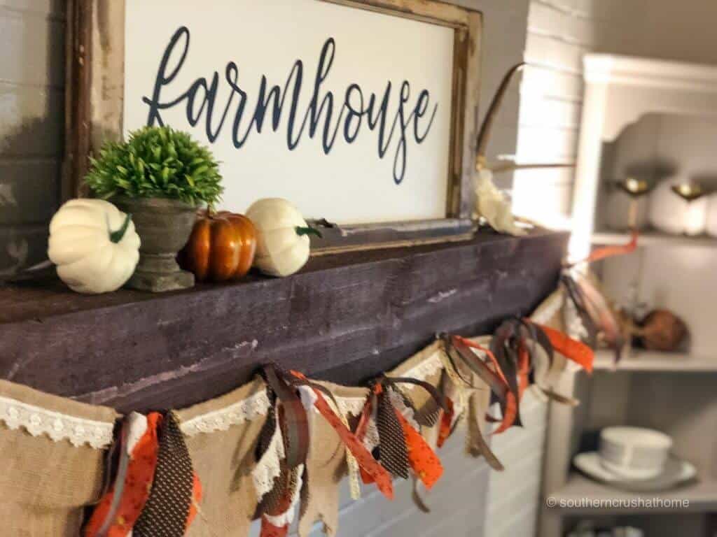 fall banner idea farmhouse mantle