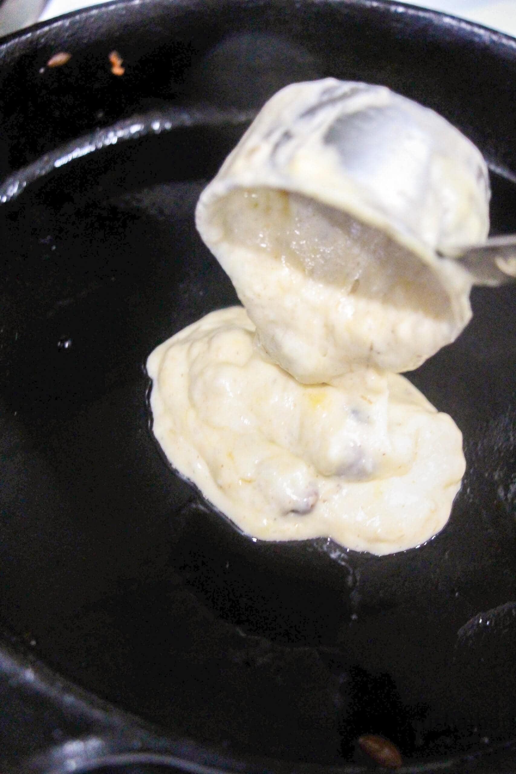 Banana Pecan Pancakes frying pan
