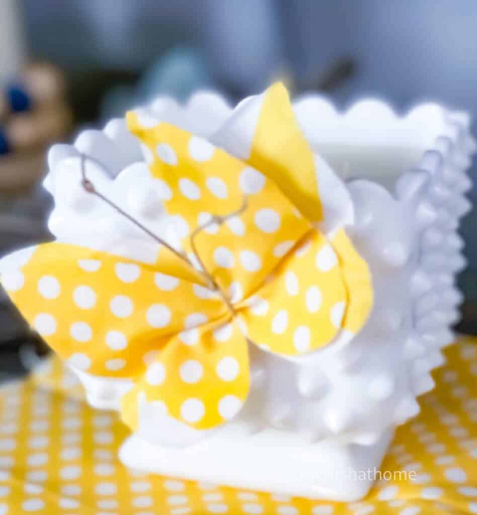 diy scrap butterflies yellow polka dot on candle