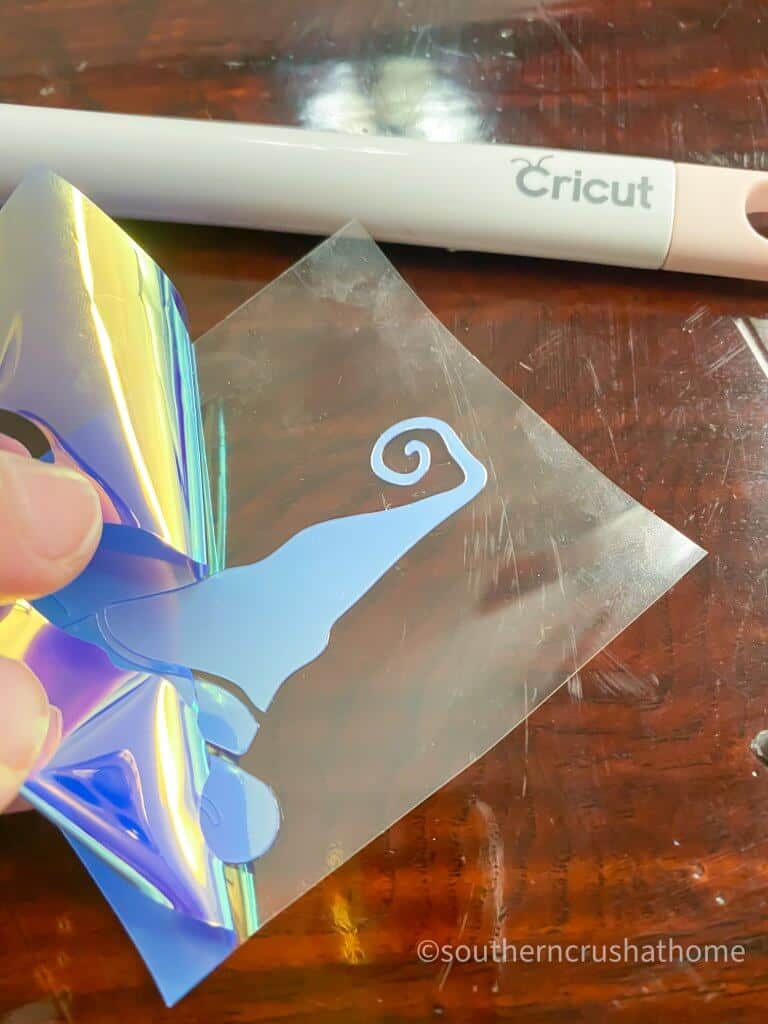 peeling back holographic cricut foil