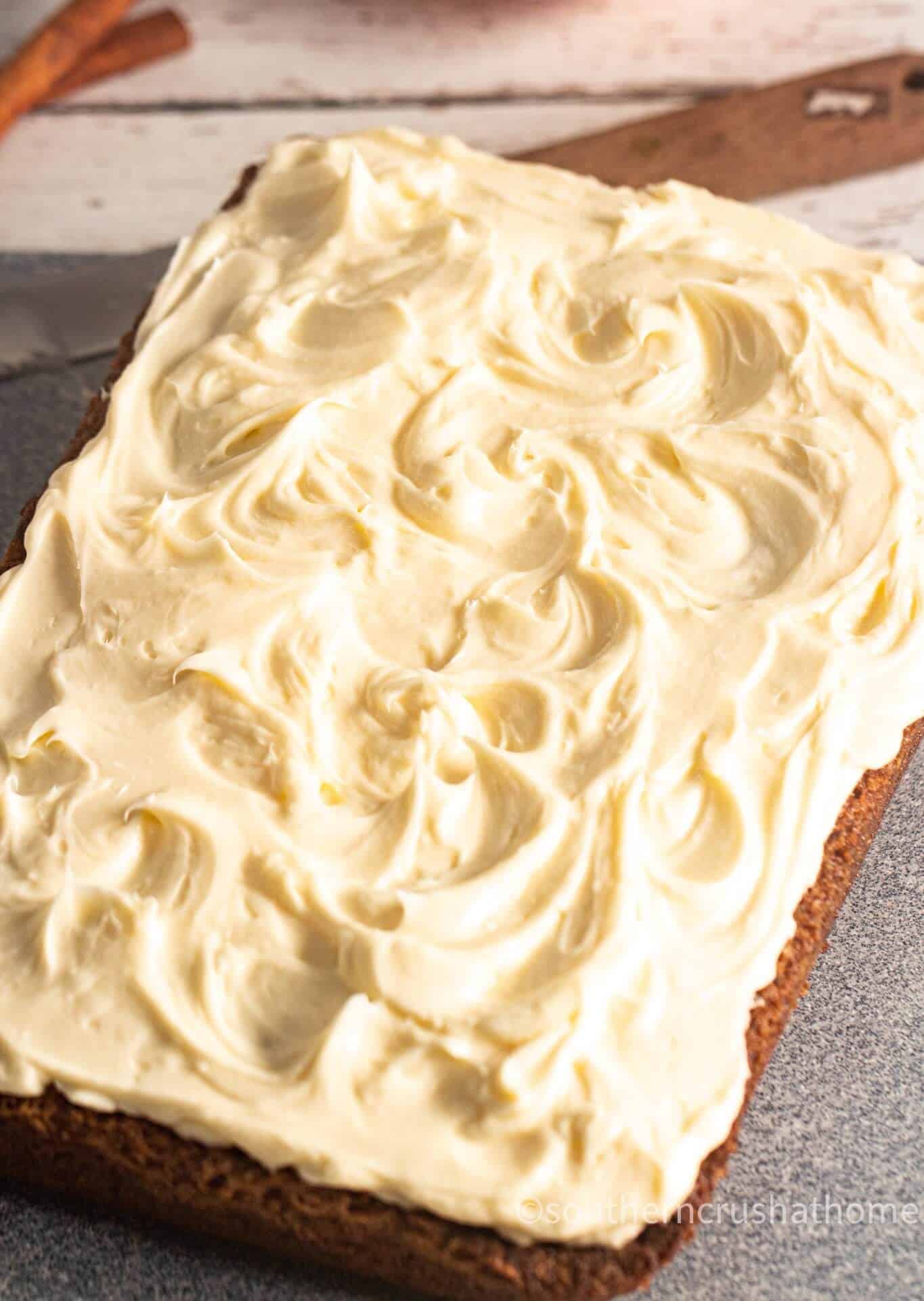 Easy Pumpkin Spice Cake for Thanksgiving with cream cheese frosting