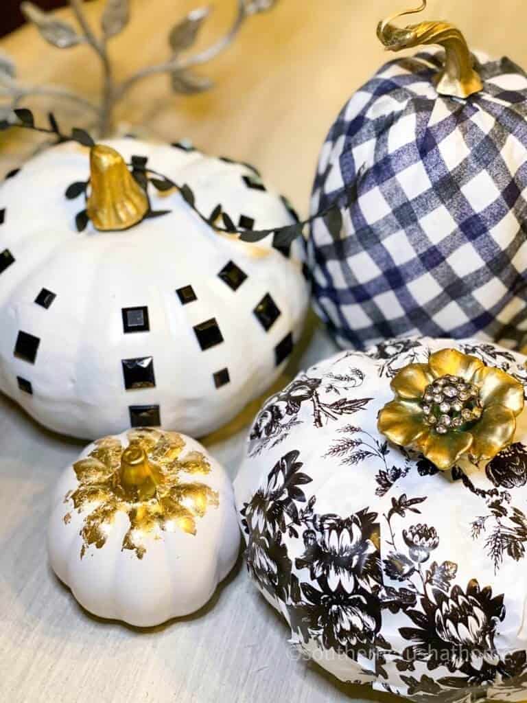 4 Easy Dollar Tree Black and White Pumpkin Ideas close up final