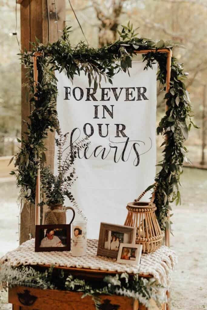 DIY forever in our hearts wedding sign