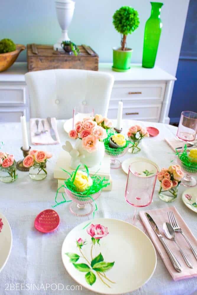 Pretty-in-Pink-Spring-Tablescape-vintage-pink-roses-pink-egg-butter-pat