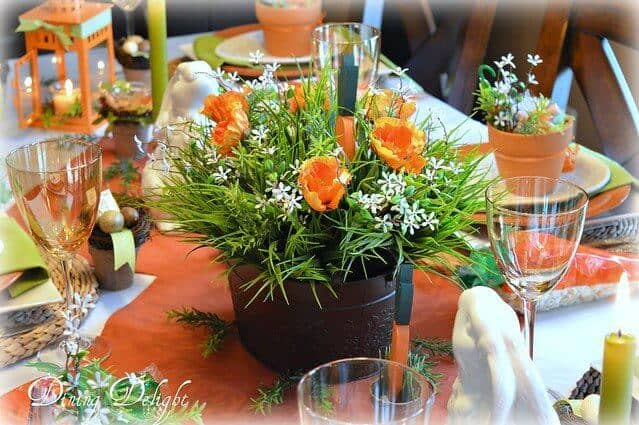 bunnies and carrots Easter tablescape