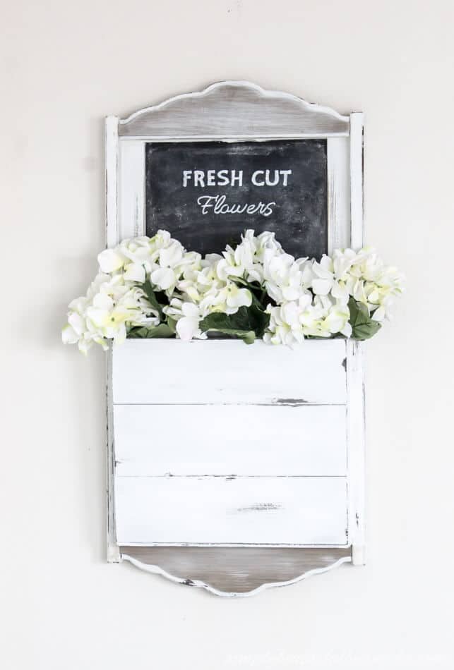 thrift store chalkboard makeover with flowers