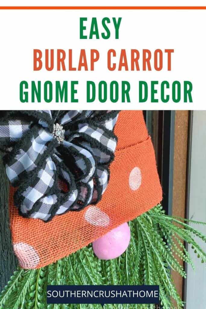 burlap carrot door hanger on door