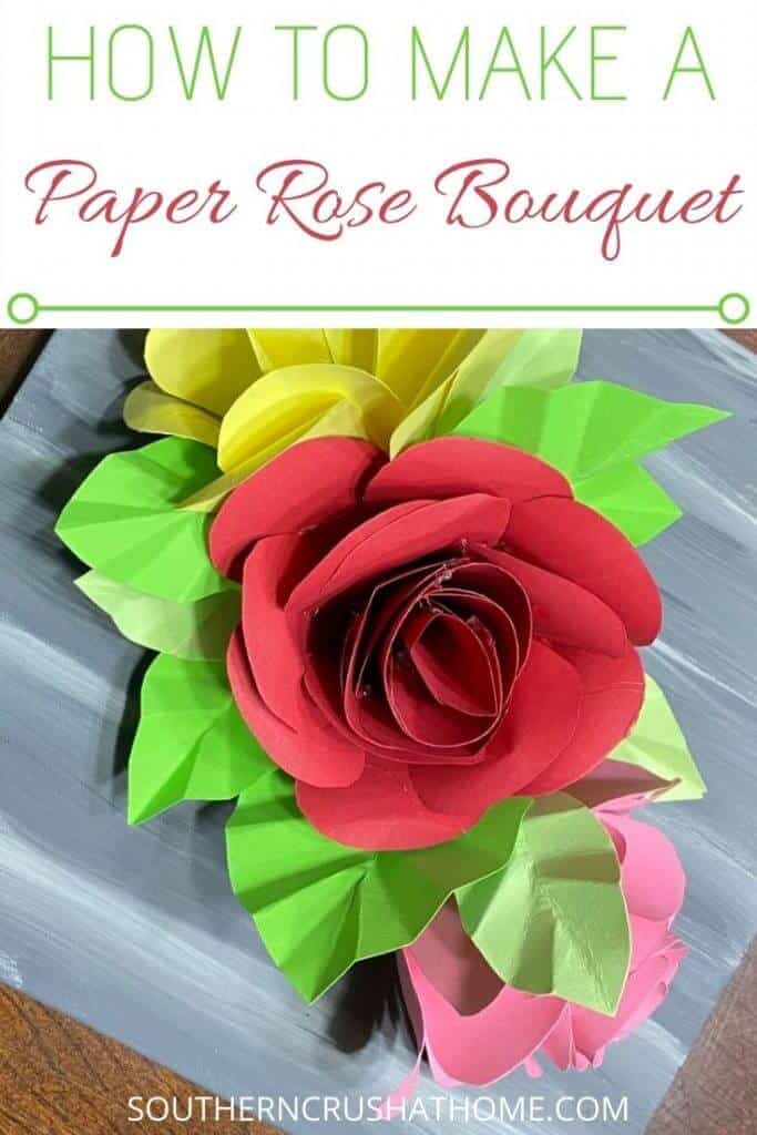 paper rose bouquet on canvas craft