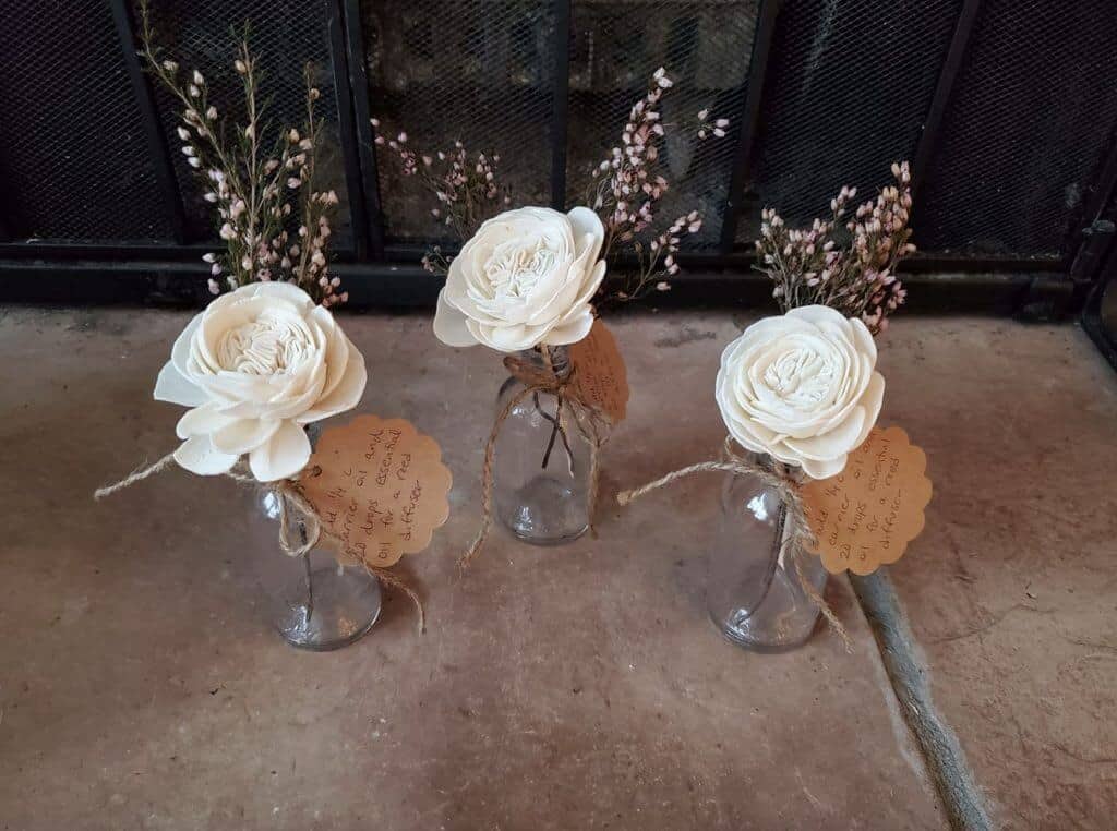 wooden flowers in vase