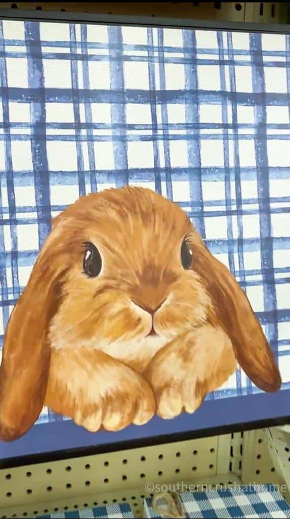 Hobby Lobby Bunny on blue plaid background