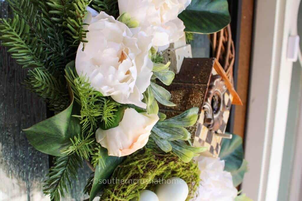 thrift store wreath makeover close up