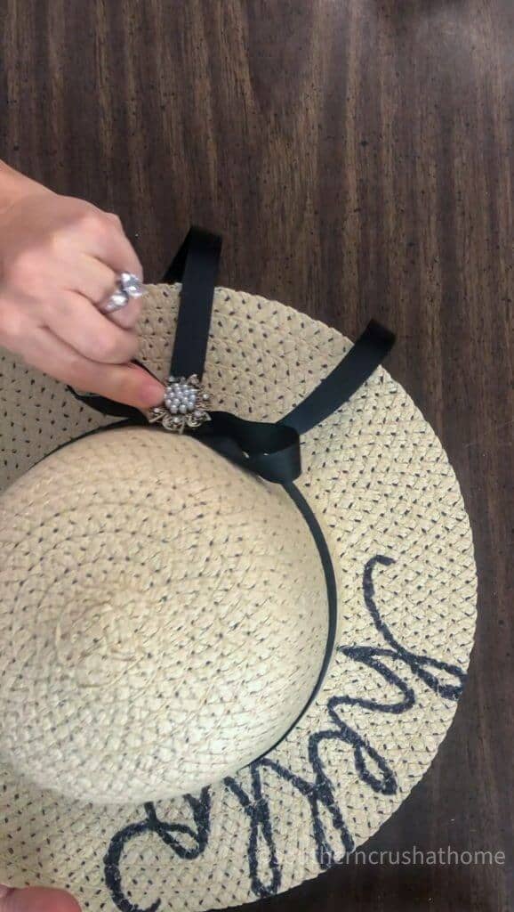 adding bling to a sun hat