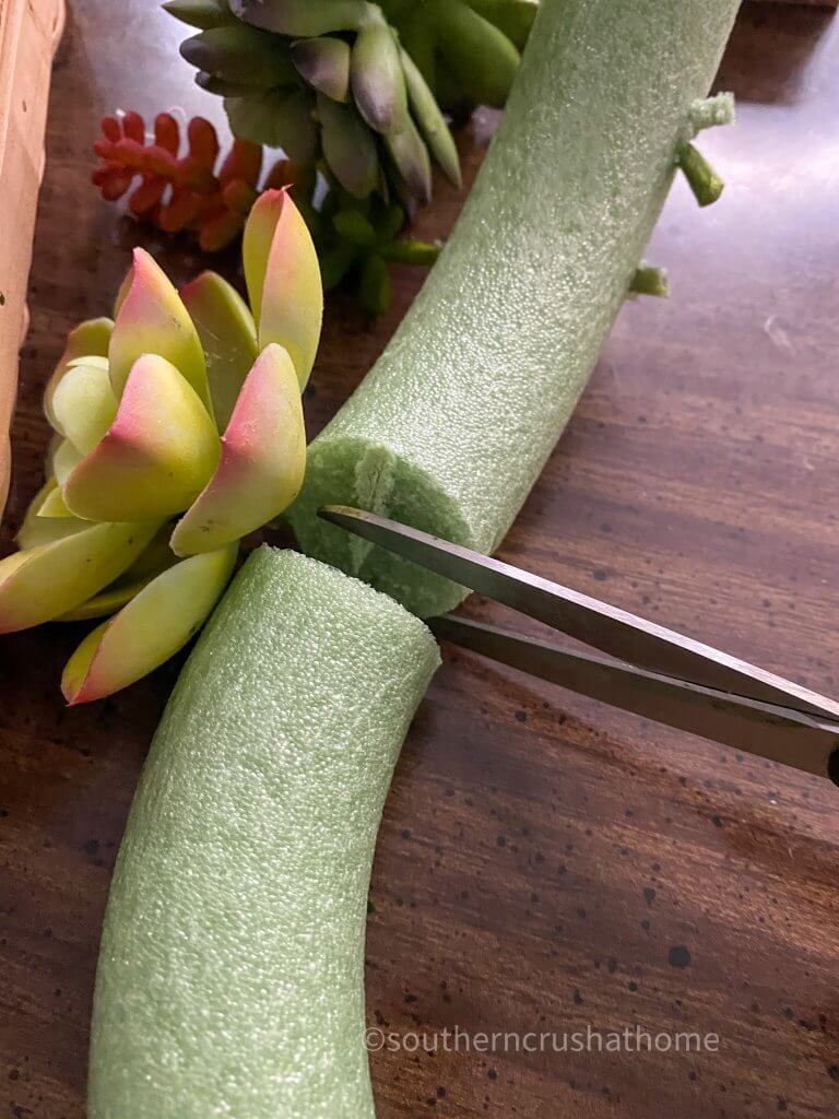 cutting wreath form for Faux Succulent Candle Ring