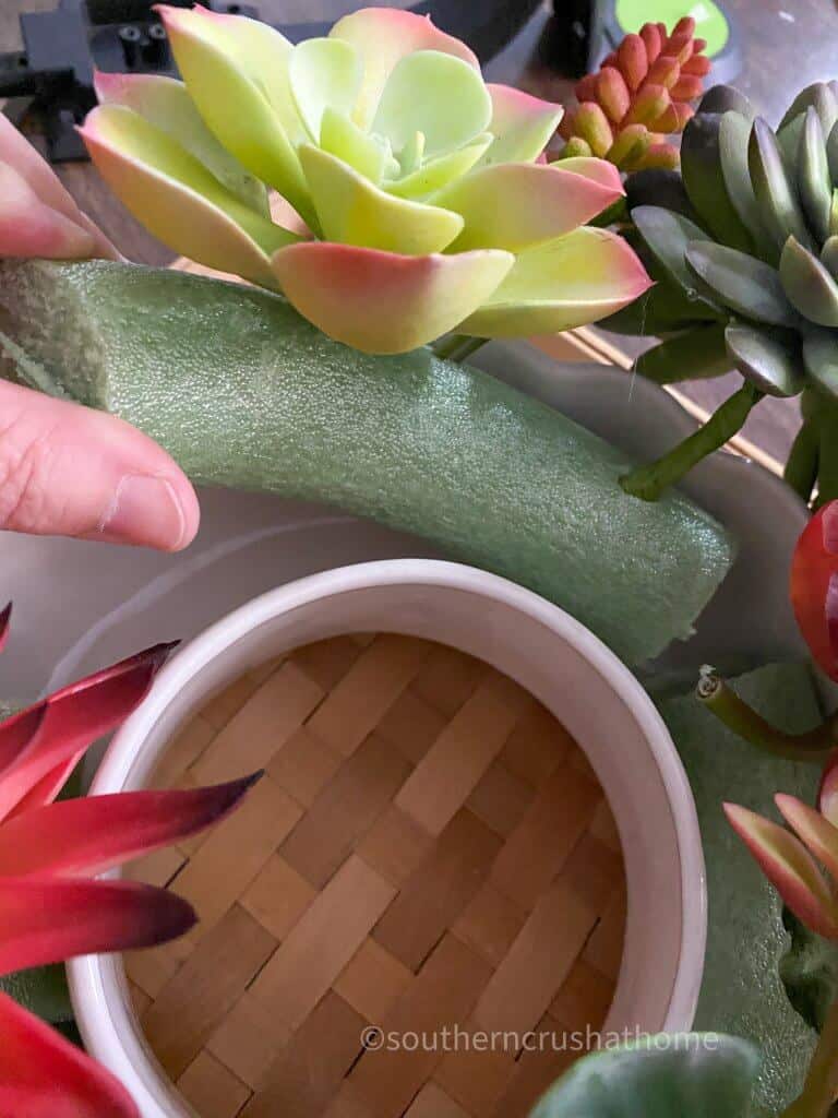 making candle ring for succulents