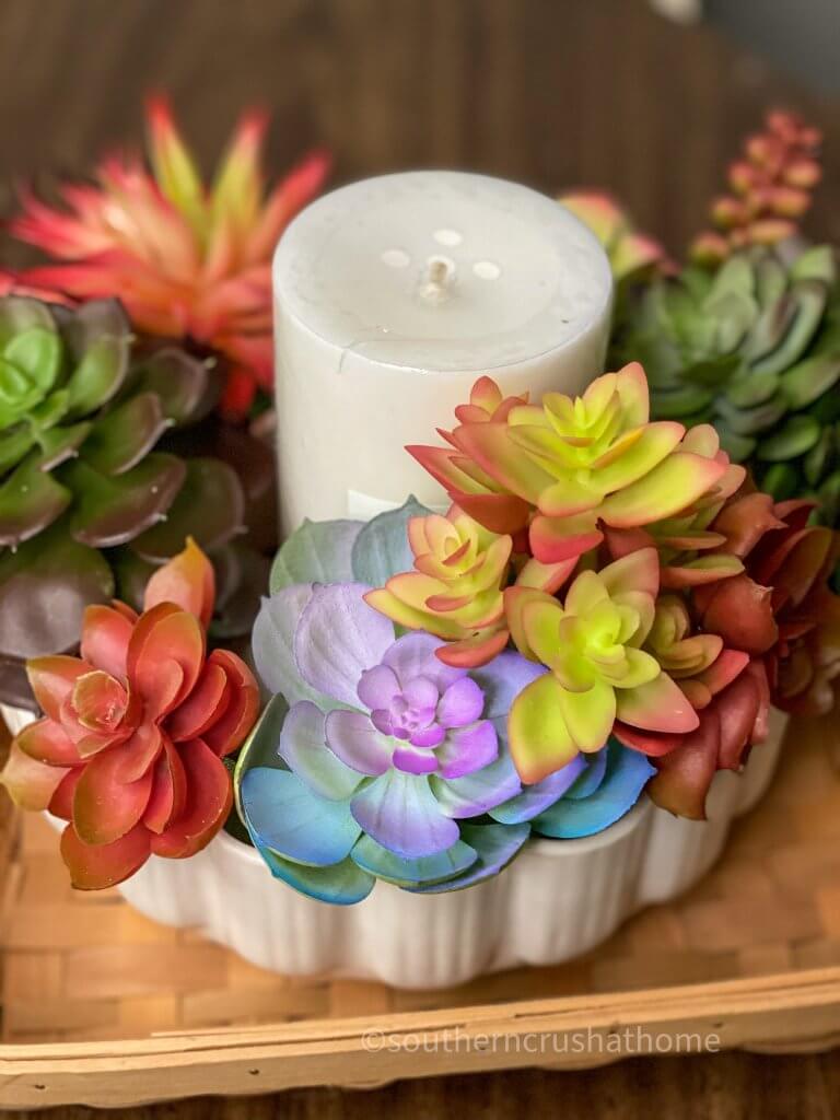 Faux Succulent Candle Ring