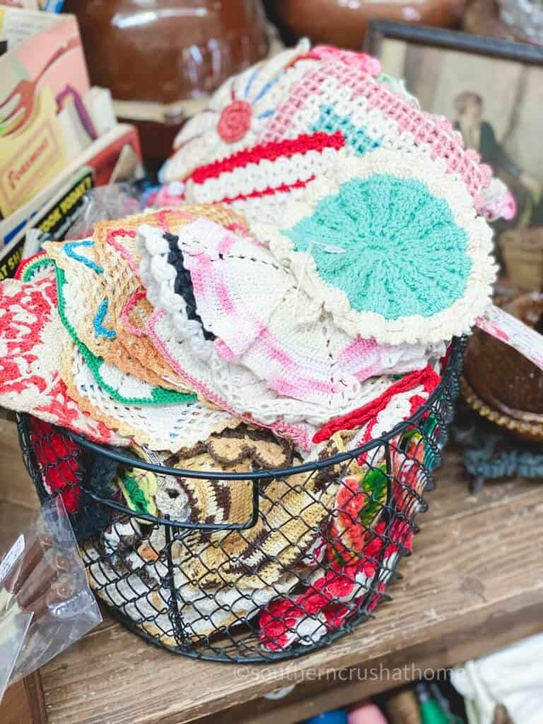 vintage crocheted potholders