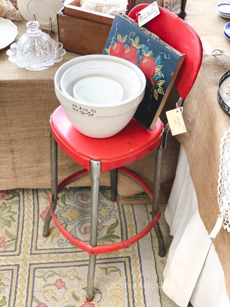 vintage red step stool