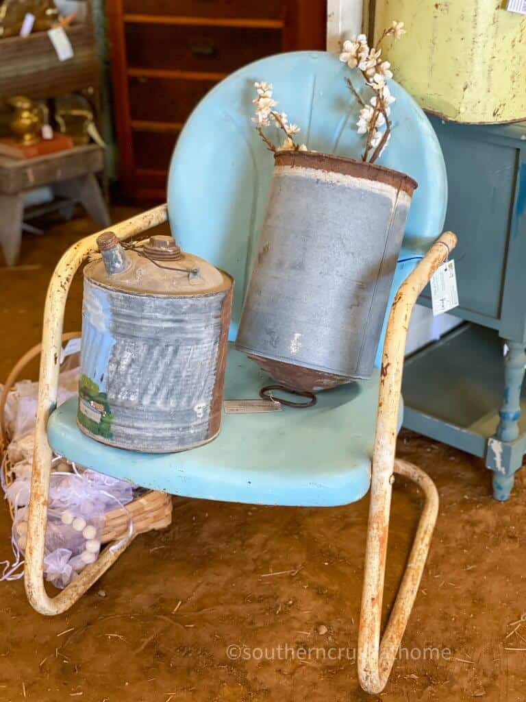 blue vintage metal chair