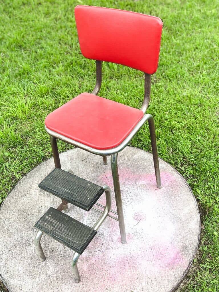 vintage step stool before makeover