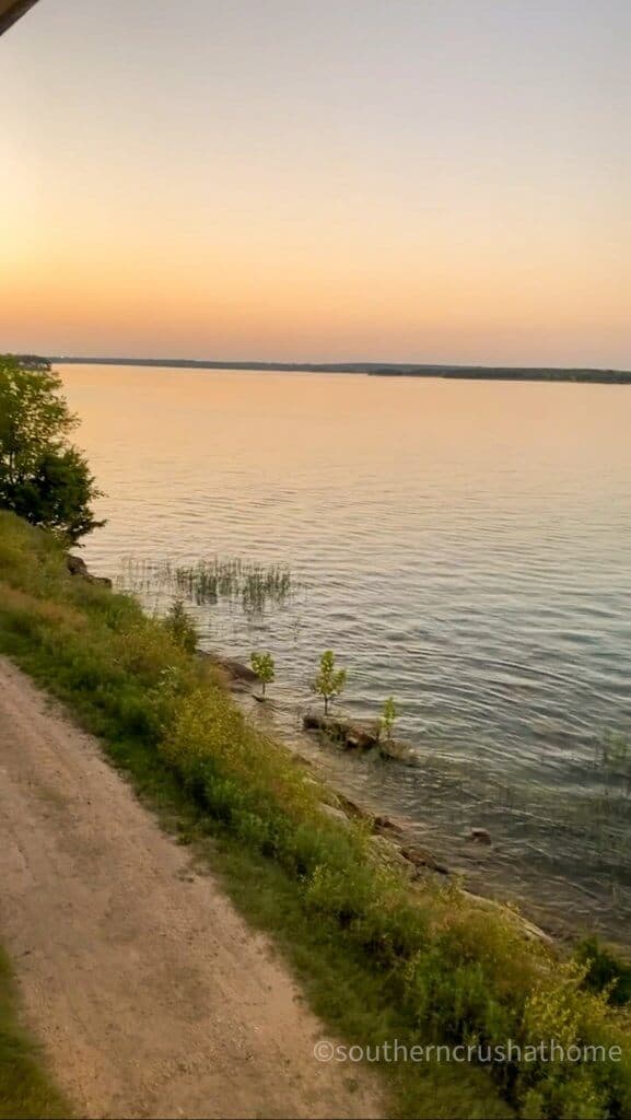 view of lake murray ok at sunset