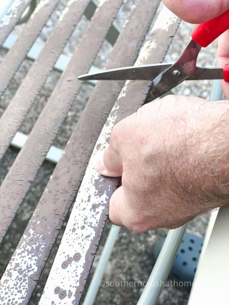 cutting pieces from patio furniture