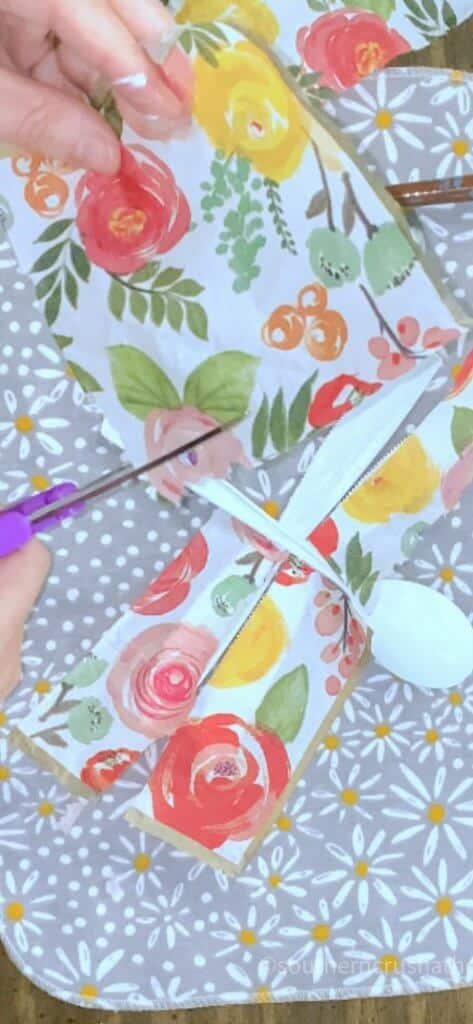 cutting napkins for dragonfly