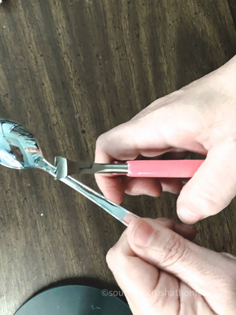 using wire c utters to cut spoon