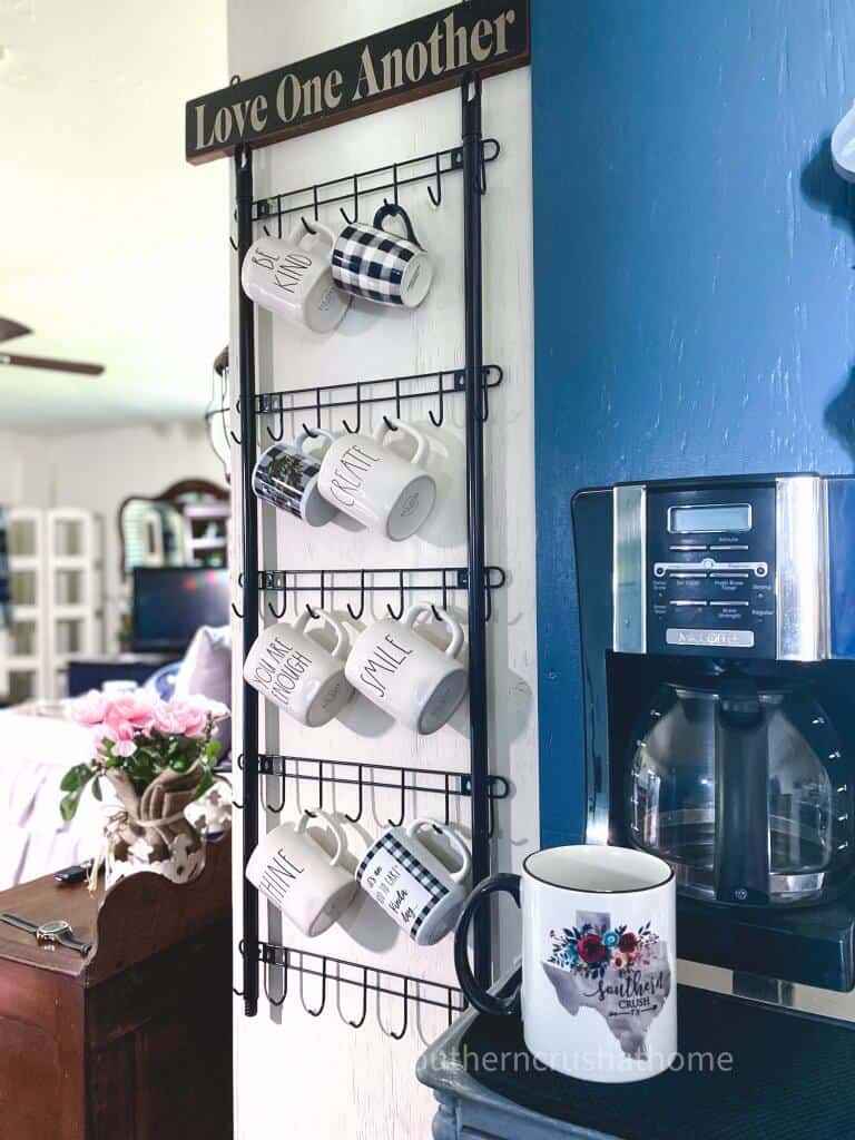 Coffee Cup Wall Mounted Hanger Rack Hot Coffee Shape Organizer Black Hook 