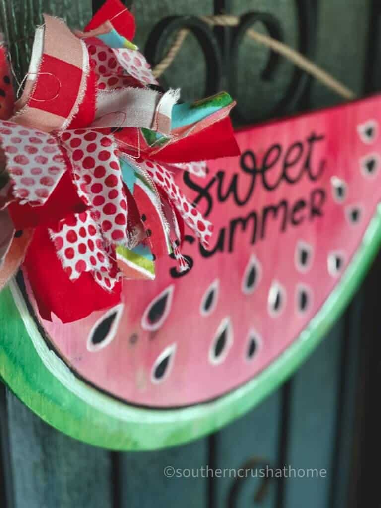 finished watermelon door hanger diy