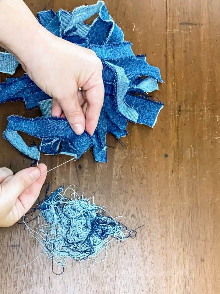 jean scraps for messy bow