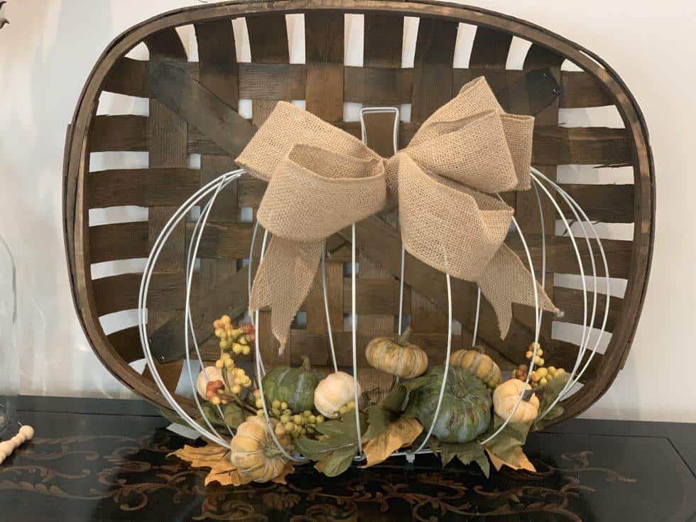 pumpkin wreath with tobacco basket