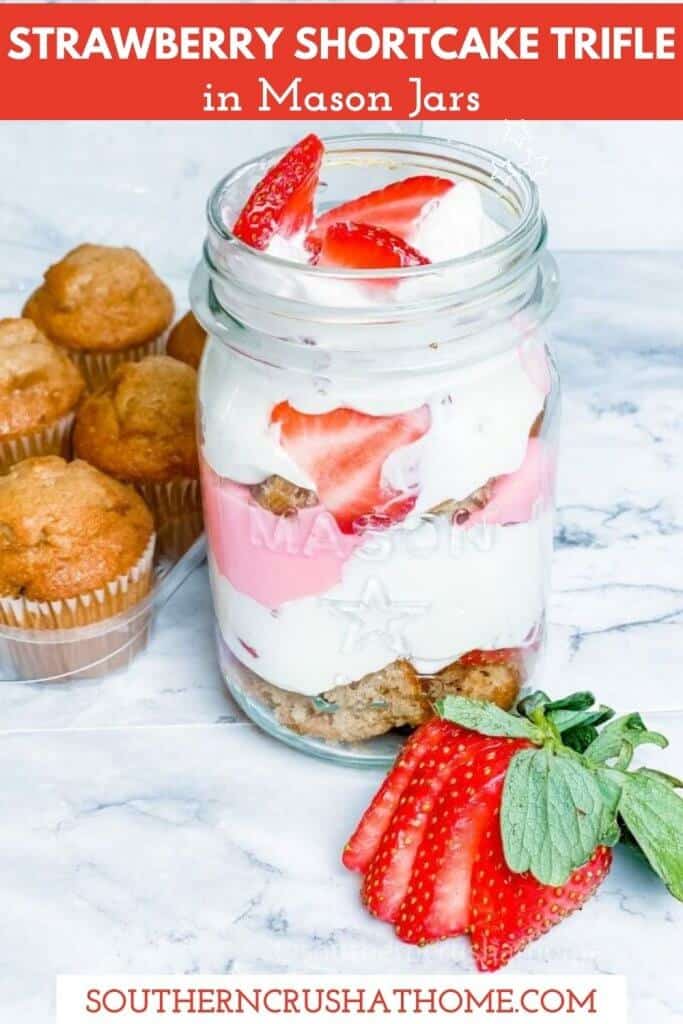 strawberry shortcake trifle pin with text