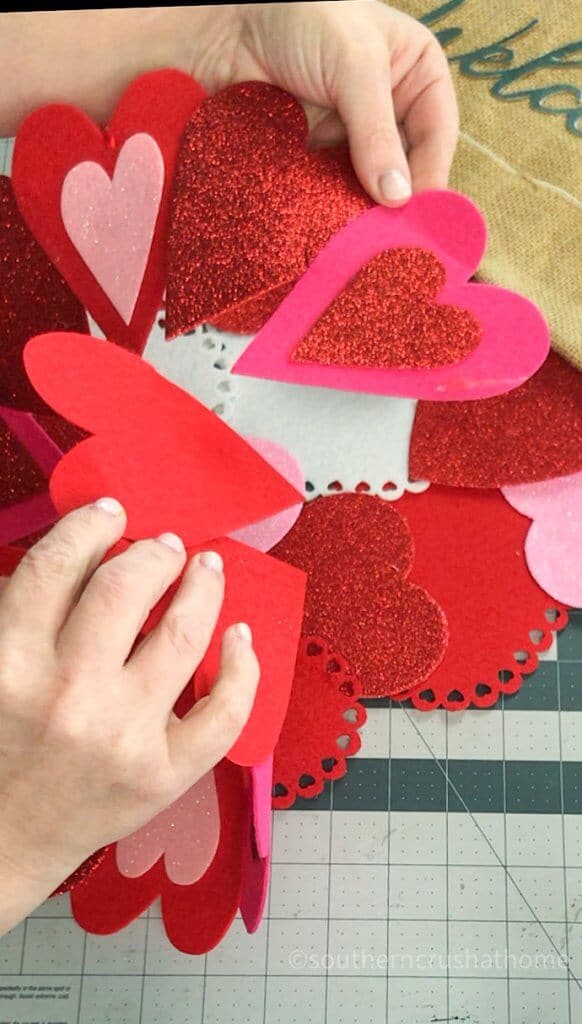gluing paper hearts