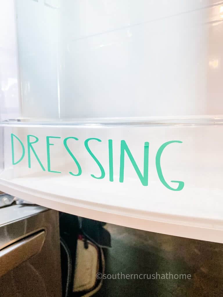 dressing label in refrigerator
