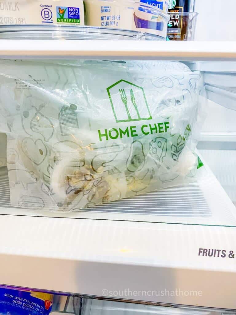 home chef meal kit in refrigerator