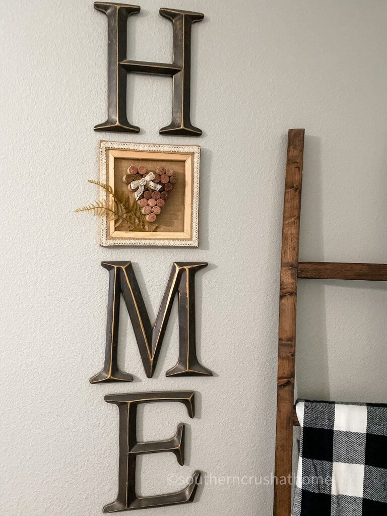 wine cork heart frame in home sign