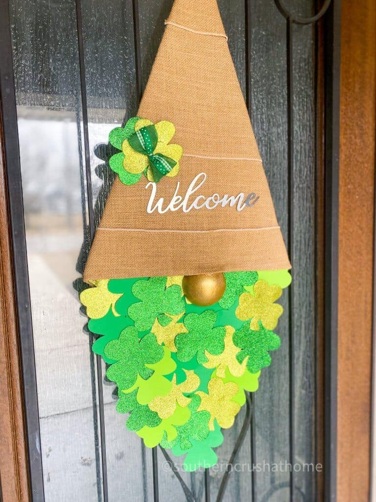 st patrick's day gnome on front door
