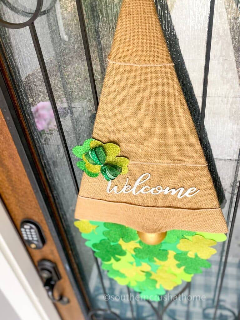 view of st. patricks day gnome on door