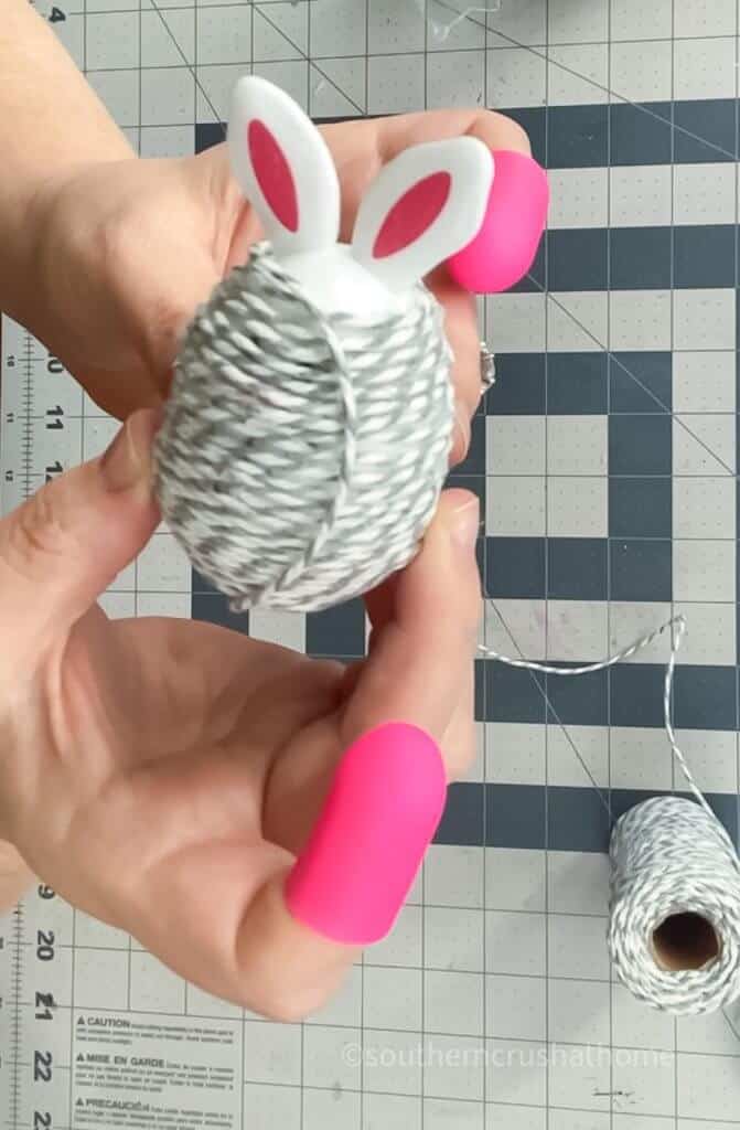 top of bunny egg wrapped with twine