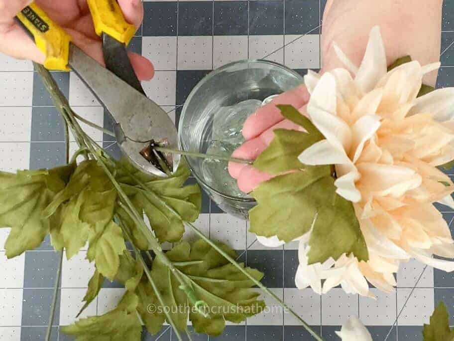flowers in vase with clear glue