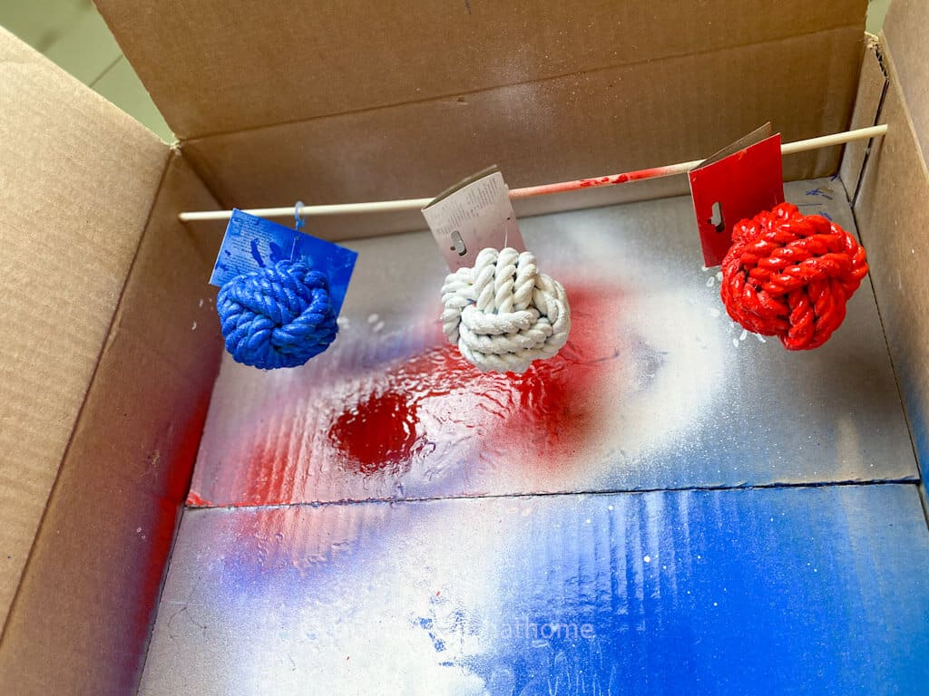painted red white and blue balls