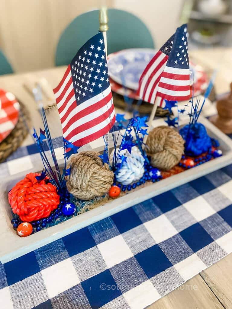 patriotic dough bowl centerpiece on table