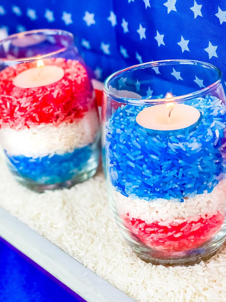 red white and blue candles
