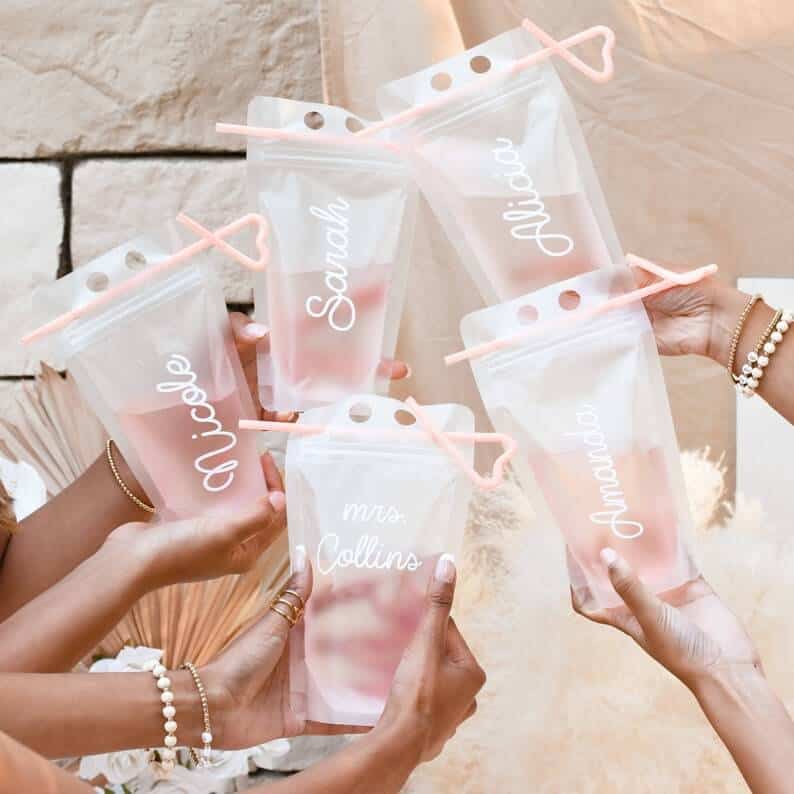 customized drink bags for bridal party