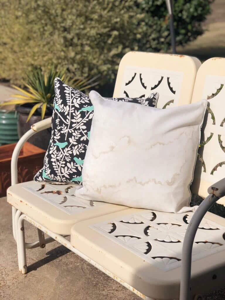 diy project easy decor project old porch pillows stained trash to treasure reloved transfer paint