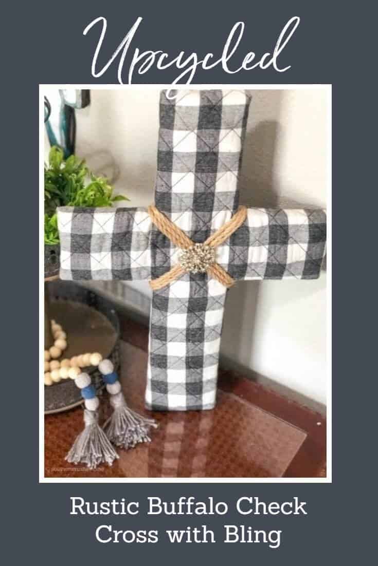 Upcycled Rustic Buffalo Check Cross with Bling