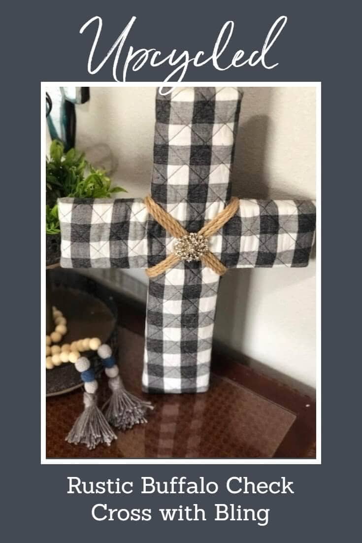 Upcycled Buffalo Check Cross Wall Decor