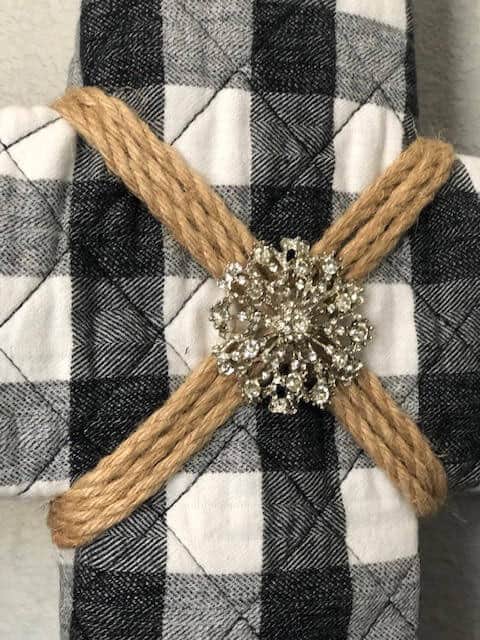 upcycled rustic buffalo check cross with bling