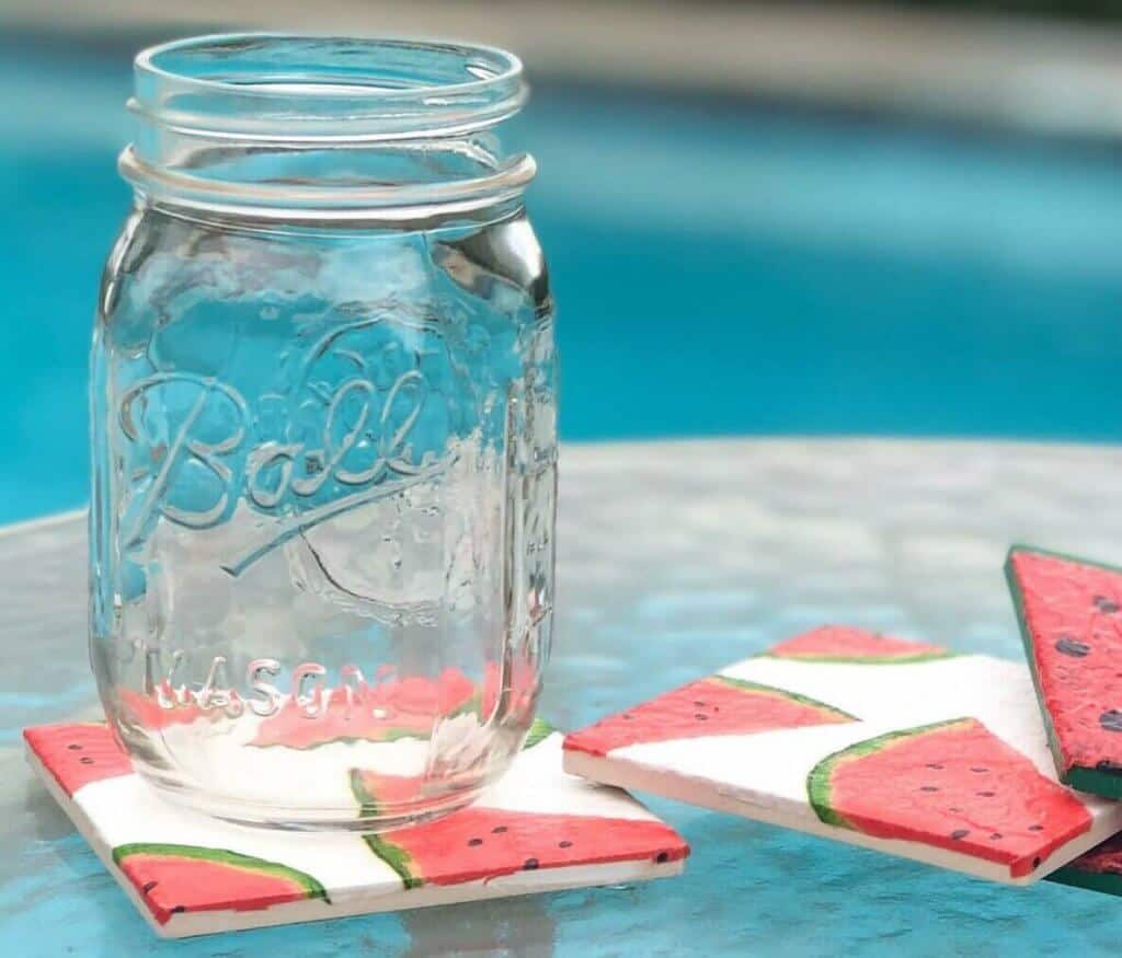 diy-watermelon-coasters-mason-jar